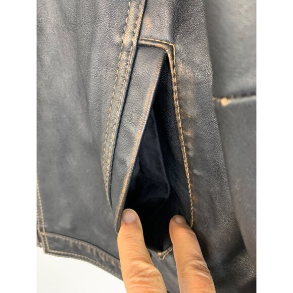 Tommy Bahama Mens Black Leather Jacket Small S Full Zip EUC RFF10661 - Picture 6 of 12